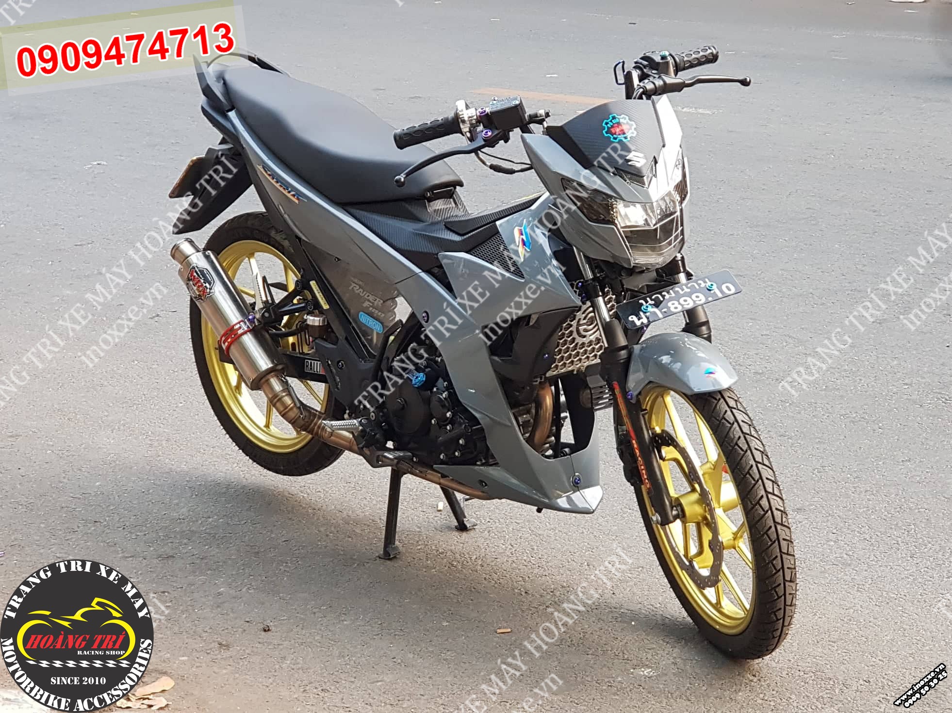 Suzuki Raider sơn màu xám xi măng - Dịch vụ sơn xe Hoàng Trí Shop